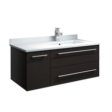 Load image into Gallery viewer, Fresca Lucera 36&quot; Espresso Wall Hung Modern Bathroom Cabinet w/ Top &amp; Undermount Sink - Right Version- Fresca