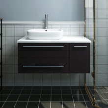 Load image into Gallery viewer, Fresca Lucera 36&quot; Espresso Wall Hung Modern Bathroom Cabinet w/ Top &amp; Vessel Sink - Left Version- Fresca