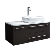 Load image into Gallery viewer, Fresca Lucera 36&quot; Espresso Wall Hung Modern Bathroom Cabinet w/ Top &amp; Vessel Sink - Right Version- Fresca