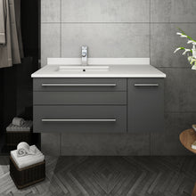 Load image into Gallery viewer, Fresca Lucera 36&quot; Gray Wall Hung Modern Bathroom Cabinet w/ Top &amp; Undermount Sink - Left Version- Fresca