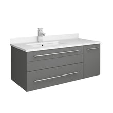 Load image into Gallery viewer, Fresca Lucera 36&quot; Gray Wall Hung Modern Bathroom Cabinet w/ Top &amp; Undermount Sink - Left Version- Fresca