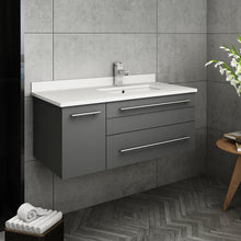 Load image into Gallery viewer, Fresca Lucera 36&quot; Gray Wall Hung Modern Bathroom Cabinet w/ Top &amp; Undermount Sink - Right Version- Fresca