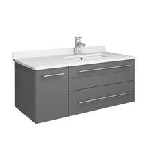 Load image into Gallery viewer, Fresca Lucera 36&quot; Gray Wall Hung Modern Bathroom Cabinet w/ Top &amp; Undermount Sink - Right Version- Fresca