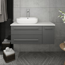 Load image into Gallery viewer, Fresca Lucera 36&quot; Gray Wall Hung Modern Bathroom Cabinet w/ Top &amp; Vessel Sink - Left Version- Fresca