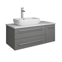 Load image into Gallery viewer, Fresca Lucera 36&quot; Gray Wall Hung Modern Bathroom Cabinet w/ Top &amp; Vessel Sink - Left Version- Fresca