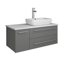 Load image into Gallery viewer, Fresca Lucera 36&quot; Gray Wall Hung Modern Bathroom Cabinet w/ Top &amp; Vessel Sink - Right Version- Fresca