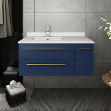 Load image into Gallery viewer, Fresca Lucera 36&quot; Royal Blue Wall Hung Modern Bathroom Cabinet w/ Top &amp; Undermount Sink - Left Version- Fresca