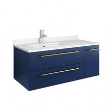 Load image into Gallery viewer, Fresca Lucera 36&quot; Royal Blue Wall Hung Modern Bathroom Cabinet w/ Top &amp; Undermount Sink - Left Version- Fresca