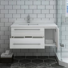 Load image into Gallery viewer, Fresca Lucera 36&quot; White Wall Hung Modern Bathroom Cabinet w/ Top &amp; Undermount Sink - Left Version- Fresca