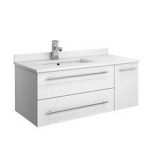 Load image into Gallery viewer, Fresca Lucera 36&quot; White Wall Hung Modern Bathroom Cabinet w/ Top &amp; Undermount Sink - Left Version- Fresca