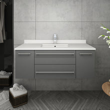 Load image into Gallery viewer, Fresca Lucera 42&quot; Gray Wall Hung Modern Bathroom Cabinet w/ Top &amp; Undermount Sink- Fresca