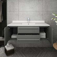 Load image into Gallery viewer, Fresca Lucera 42&quot; Gray Wall Hung Modern Bathroom Cabinet w/ Top &amp; Undermount Sink- Fresca
