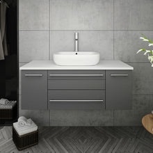 Load image into Gallery viewer, Fresca Lucera 42&quot; Gray Wall Hung Modern Bathroom Cabinet w/ Top &amp; Vessel Sink- Fresca