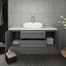Load image into Gallery viewer, Fresca Lucera 42&quot; Gray Wall Hung Modern Bathroom Cabinet w/ Top &amp; Vessel Sink- Fresca