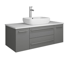 Load image into Gallery viewer, Fresca Lucera 42&quot; Gray Wall Hung Modern Bathroom Cabinet w/ Top &amp; Vessel Sink- Fresca