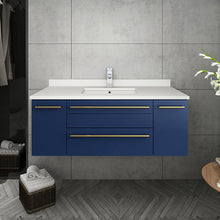 Load image into Gallery viewer, Fresca Lucera 42&quot; Royal Blue Wall Hung Modern Bathroom Cabinet w/ Top &amp; Undermount Sink- Fresca