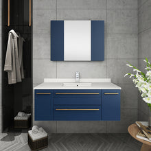 Load image into Gallery viewer, Fresca Lucera 42&quot; Royal Blue Wall Hung Modern Bathroom Cabinet w/ Top &amp; Undermount Sink- Fresca