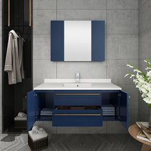 Load image into Gallery viewer, Fresca Lucera 42&quot; Royal Blue Wall Hung Modern Bathroom Cabinet w/ Top &amp; Undermount Sink- Fresca