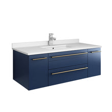 Load image into Gallery viewer, Fresca Lucera 42&quot; Royal Blue Wall Hung Modern Bathroom Cabinet w/ Top &amp; Undermount Sink- Fresca