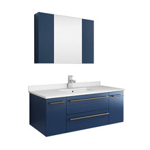 Load image into Gallery viewer, Fresca Lucera 42&quot; Royal Blue Wall Hung Modern Bathroom Cabinet w/ Top &amp; Undermount Sink- Fresca