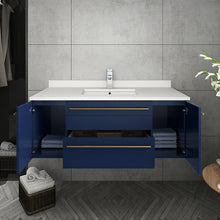 Load image into Gallery viewer, Fresca Lucera 42&quot; Royal Blue Wall Hung Modern Bathroom Cabinet w/ Top &amp; Undermount Sink- Fresca