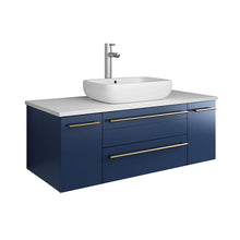 Load image into Gallery viewer, Fresca Lucera 42&quot; Royal Blue Wall Hung Modern Bathroom Cabinet w/ Top &amp; Vessel Sink- Fresca