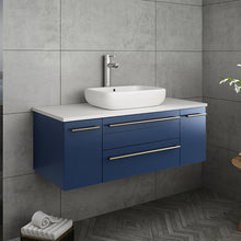 Load image into Gallery viewer, Fresca Lucera 42&quot; Royal Blue Wall Hung Modern Bathroom Cabinet w/ Top &amp; Vessel Sink- Fresca