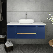 Load image into Gallery viewer, Fresca Lucera 42&quot; Royal Blue Wall Hung Modern Bathroom Cabinet w/ Top &amp; Vessel Sink- Fresca