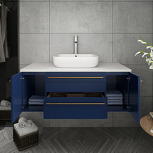 Load image into Gallery viewer, Fresca Lucera 42&quot; Royal Blue Wall Hung Modern Bathroom Cabinet w/ Top &amp; Vessel Sink- Fresca