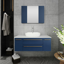 Load image into Gallery viewer, Fresca Lucera 42&quot; Royal Blue Wall Hung Vessel Sink Modern Bathroom Cabinet- Fresca