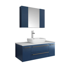 Load image into Gallery viewer, Fresca Lucera 42&quot; Royal Blue Wall Hung Vessel Sink Modern Bathroom Cabinet- Fresca