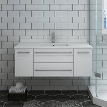 Load image into Gallery viewer, Fresca Lucera 42&quot; White Wall Hung Modern Bathroom Cabinet w/ Top &amp; Undermount Sink- Fresca