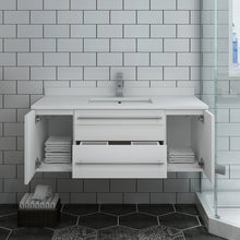Load image into Gallery viewer, Fresca Lucera 42&quot; White Wall Hung Modern Bathroom Cabinet w/ Top &amp; Undermount Sink- Fresca