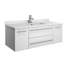 Load image into Gallery viewer, Fresca Lucera 42&quot; White Wall Hung Modern Bathroom Cabinet w/ Top &amp; Undermount Sink- Fresca