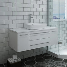 Load image into Gallery viewer, Fresca Lucera 42&quot; White Wall Hung Modern Bathroom Cabinet w/ Top &amp; Vessel Sink- Fresca