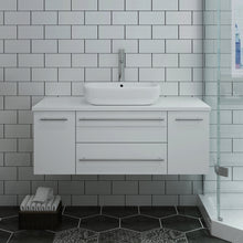 Load image into Gallery viewer, Fresca Lucera 42&quot; White Wall Hung Modern Bathroom Cabinet w/ Top &amp; Vessel Sink- Fresca