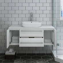 Load image into Gallery viewer, Fresca Lucera 42&quot; White Wall Hung Modern Bathroom Cabinet w/ Top &amp; Vessel Sink- Fresca