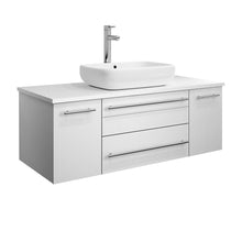 Load image into Gallery viewer, Fresca Lucera 42&quot; White Wall Hung Modern Bathroom Cabinet w/ Top &amp; Vessel Sink- Fresca