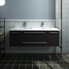 Load image into Gallery viewer, Fresca Lucera 48&quot; Espresso Wall Hung Modern Bathroom Cabinet w/ Top &amp; Double Undermount Sinks- Fresca