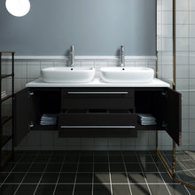 Load image into Gallery viewer, Fresca Lucera 48&quot; Espresso Wall Hung Modern Bathroom Cabinet w/ Top &amp; Vessel Sink- Fresca