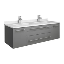 Load image into Gallery viewer, Fresca Lucera 48&quot; Gray Wall Hung Modern Bathroom Cabinet w/ Top &amp; Double Undermount Sinks- Fresca