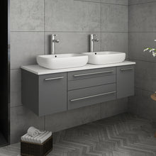 Load image into Gallery viewer, Fresca Lucera 48&quot; Gray Wall Hung Modern Bathroom Cabinet w/ Top &amp; Vessel Sink- Fresca