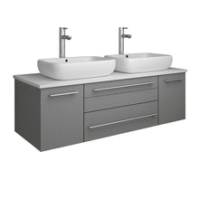 Load image into Gallery viewer, Fresca Lucera 48&quot; Gray Wall Hung Modern Bathroom Cabinet w/ Top &amp; Vessel Sink- Fresca