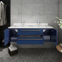 Load image into Gallery viewer, Fresca Lucera 48&quot; Royal Blue Wall Hung Modern Bathroom Cabinet w/ Top &amp; Double Undermount Sinks- Fresca