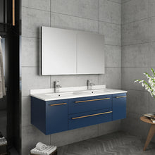 Load image into Gallery viewer, Fresca Lucera 48&quot; Royal Blue Wall Hung Modern Bathroom Cabinet w/ Top &amp; Undermount Sink- Fresca