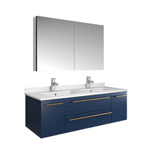 Load image into Gallery viewer, Fresca Lucera 48&quot; Royal Blue Wall Hung Modern Bathroom Cabinet w/ Top &amp; Double Undermount Sinks- Fresca