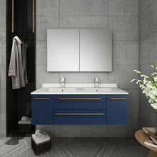Load image into Gallery viewer, Fresca Lucera 48&quot; Royal Blue Wall Hung Double Undermount Sink Modern Bathroom Cabinet- Fresca