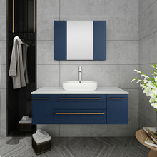Load image into Gallery viewer, Fresca Lucera 48&quot; Royal Blue Wall Hung Modern Bathroom Cabinet w/ Top &amp; Vessel Sink- Fresca