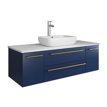 Load image into Gallery viewer, Fresca Lucera 48&quot; Royal Blue Wall Hung Modern Bathroom Cabinet w/ Top &amp; Vessel Sink- Fresca