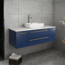 Load image into Gallery viewer, Fresca Lucera 48&quot; Royal Blue Wall Hung Modern Bathroom Cabinet w/ Top &amp; Vessel Sink- Fresca